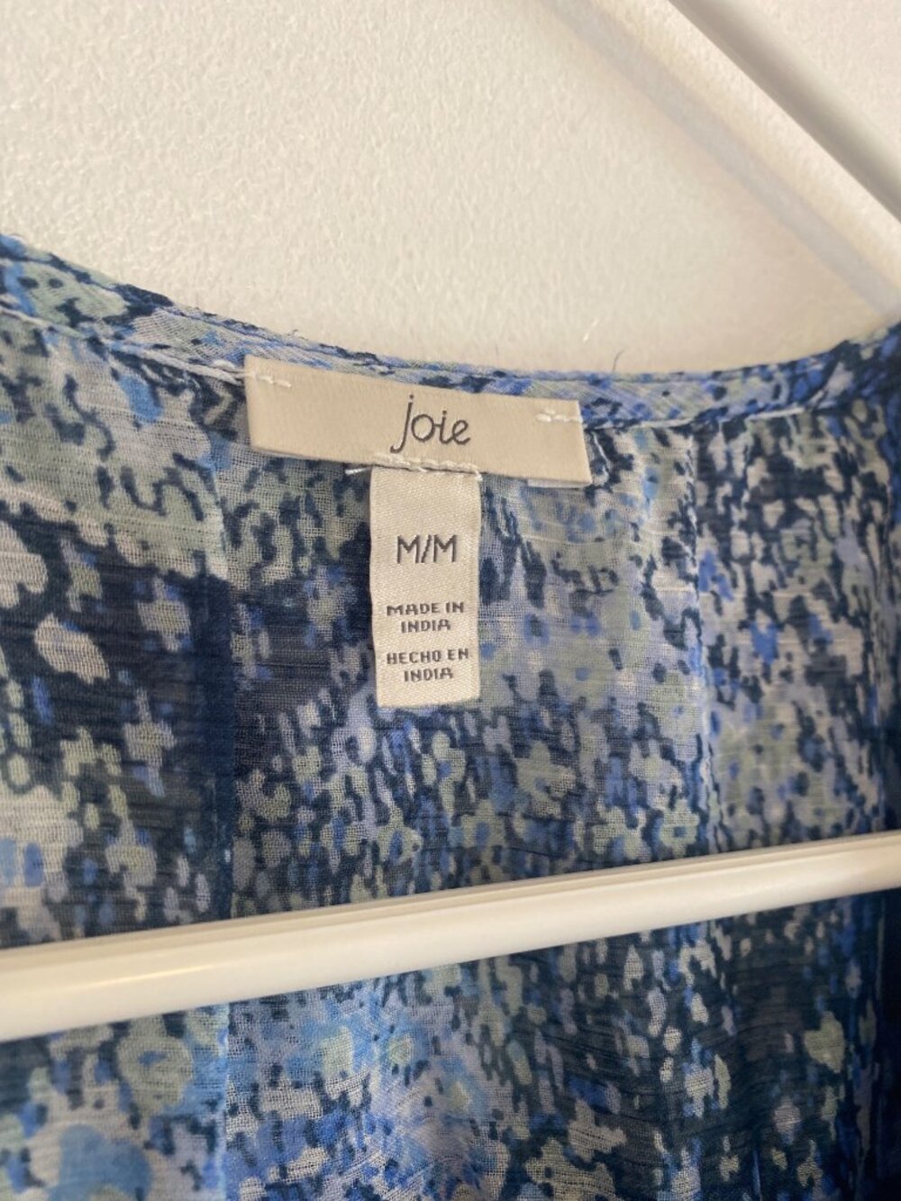 Joie Blue Paisley Long-Sleeve Midi Dress Lightweight Sheer Women's Size M - Picture 2 of 6